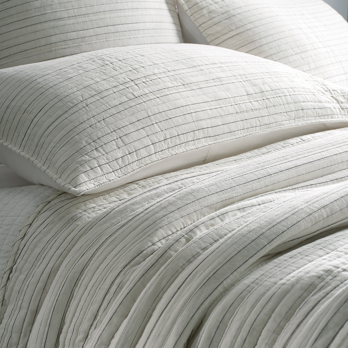 Corey Ivory ad Grey Charcoal Striped Quilt
