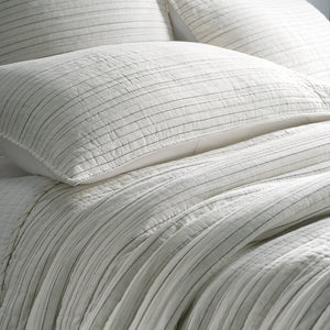 Corey Ivory ad Grey Charcoal Striped Quilt
