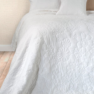 Flower White Stitched Quilt