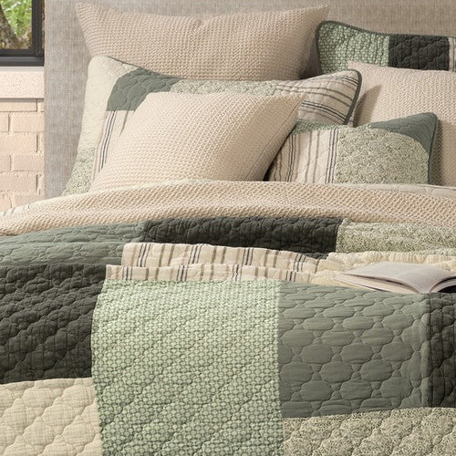 Broccolini Green & Cream Patchwork Quilt