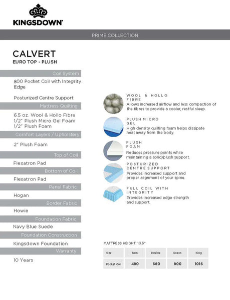 Calvert Medium-Plush Euro-Top Mattress