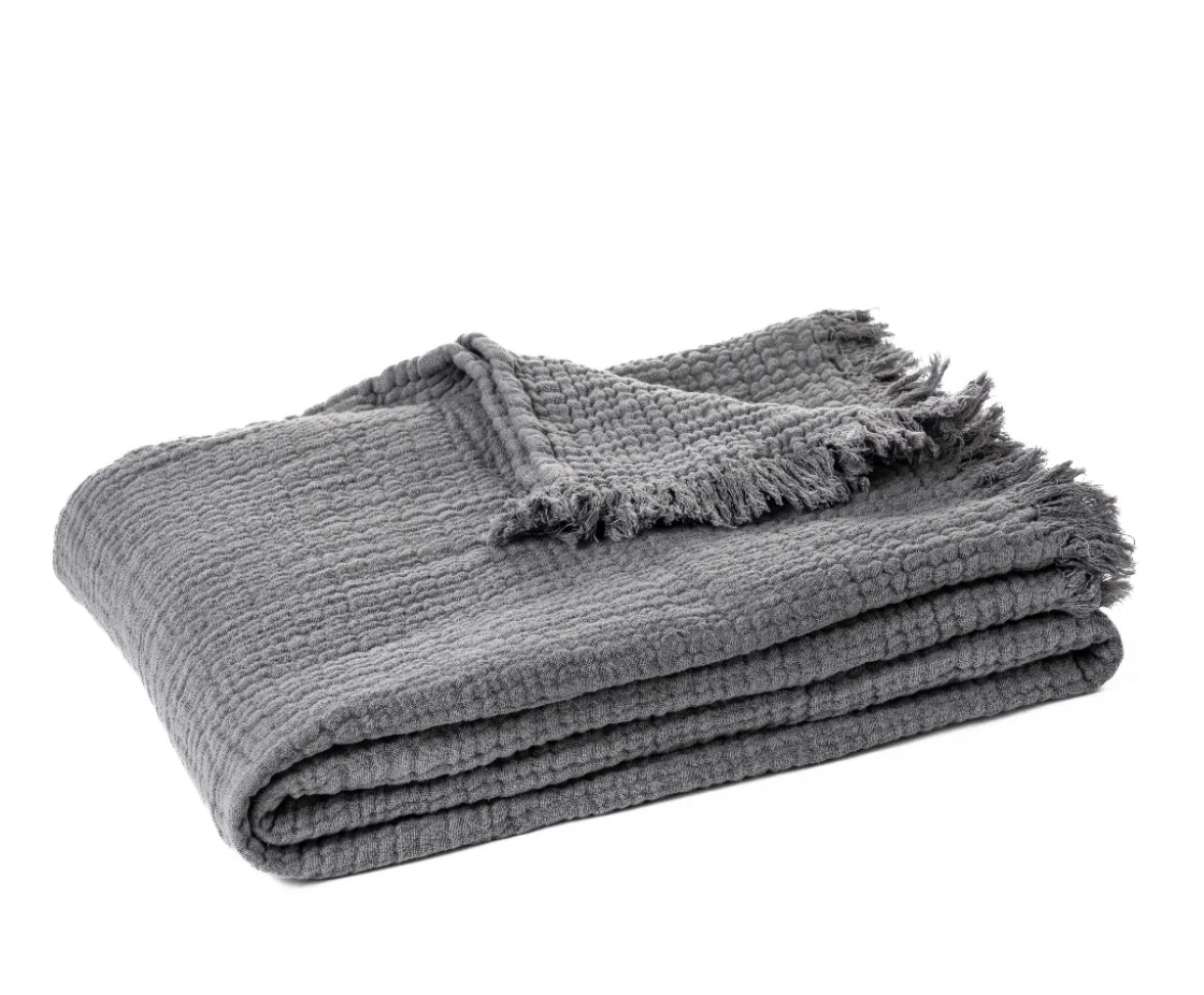 Popeye Charcoal Grey Cotton Muslin Throw
