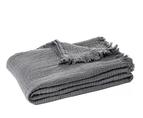 Popeye Charcoal Grey Cotton Muslin Throw